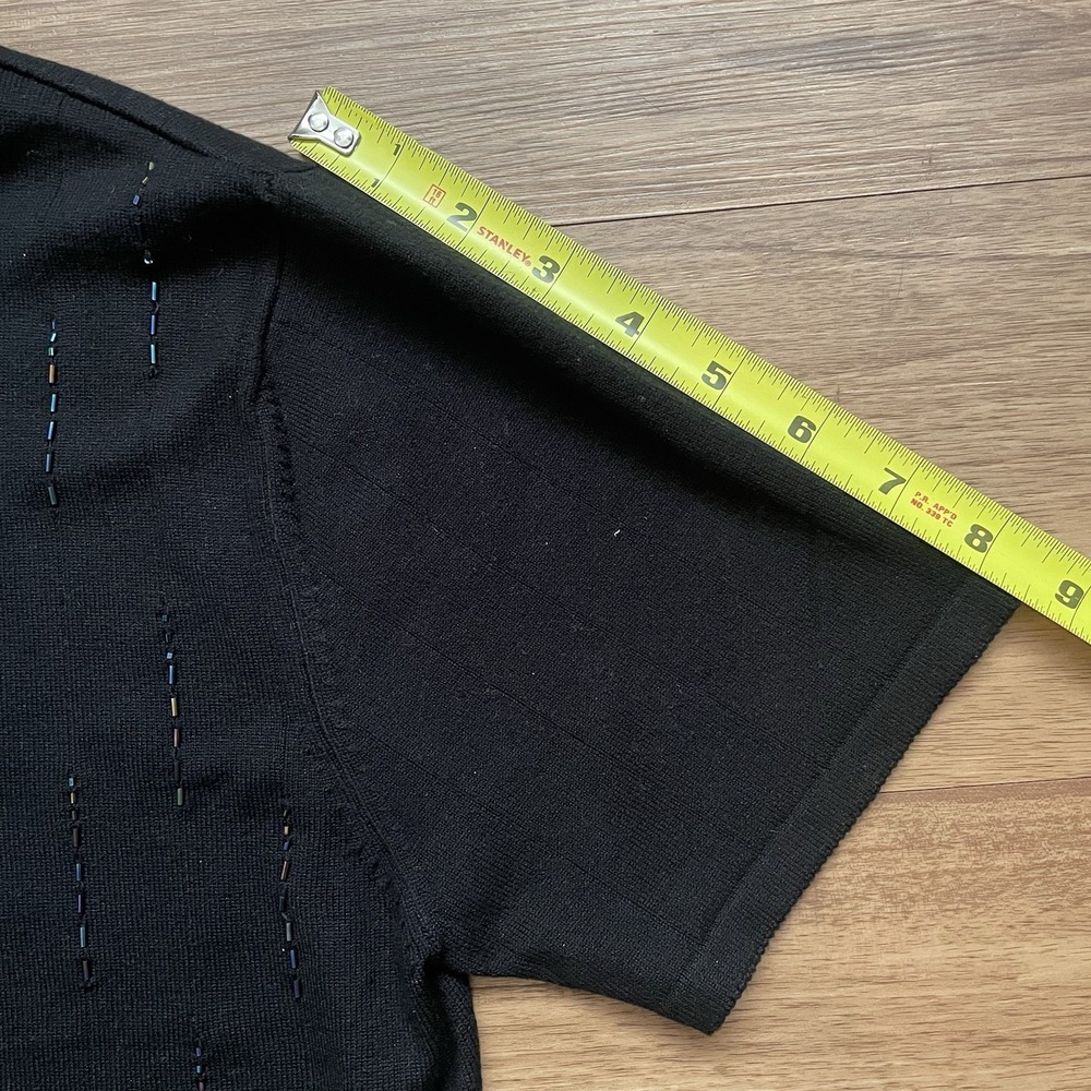 Quacker Factory Womens Beaded Silk Blend Sweater Size XS Black Dragonflies - Picture 7 of 11
